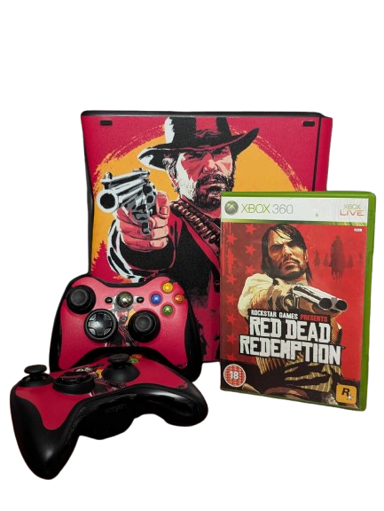 Xbox 360 Slim RDR-ის სქინით + 2 კონტროლერი + RDR